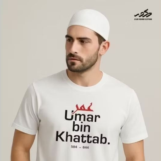 JEJAK HIKMAH - T-shirt UMAR BIN KHATTAB / Kaos Dakwah Muslim Umar bin Khattab