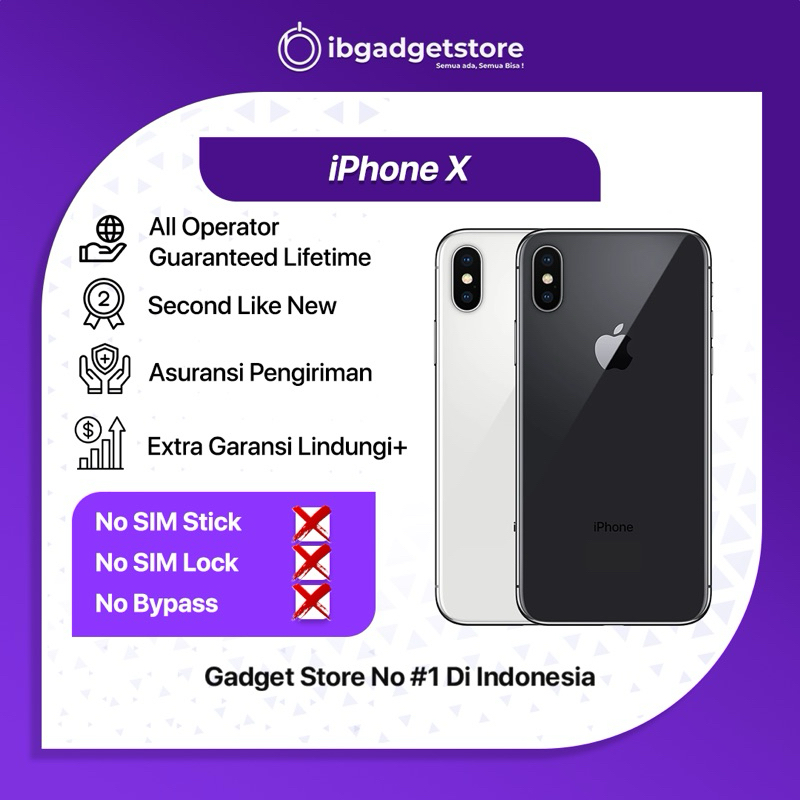 IPHONE X 64GB/256GB SECOND LIKE NEW ORIGINAL 100% BERGARANSI