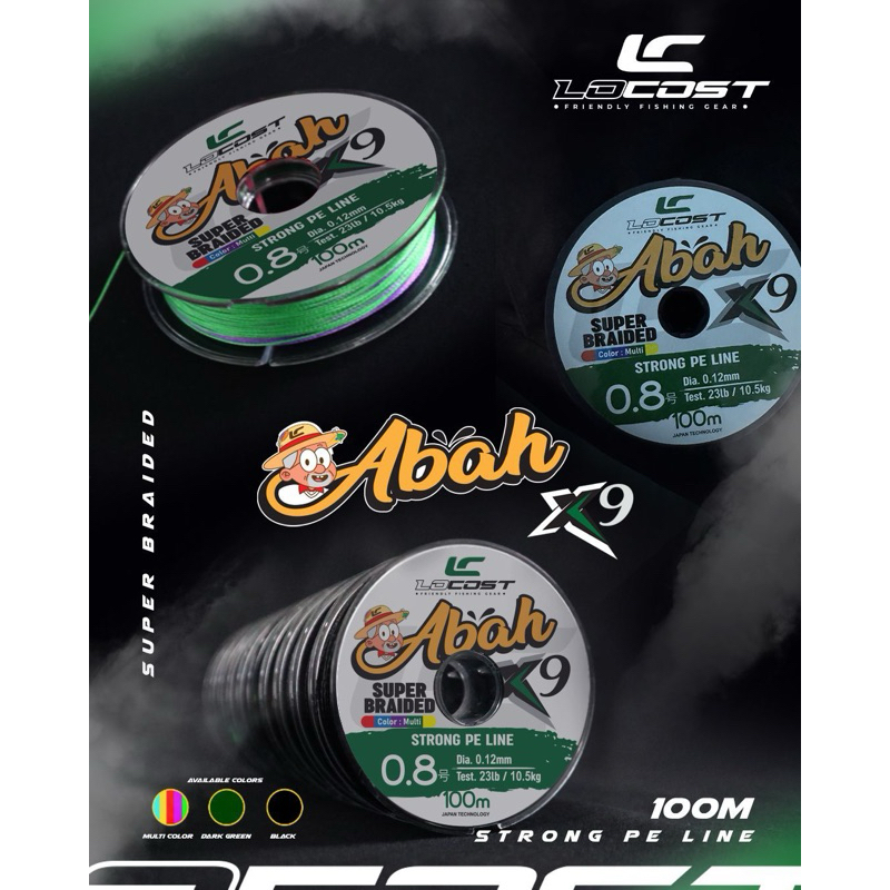 PE Locost Abah 100m X9 wrna  black/green (ukuran silakn cek varian)