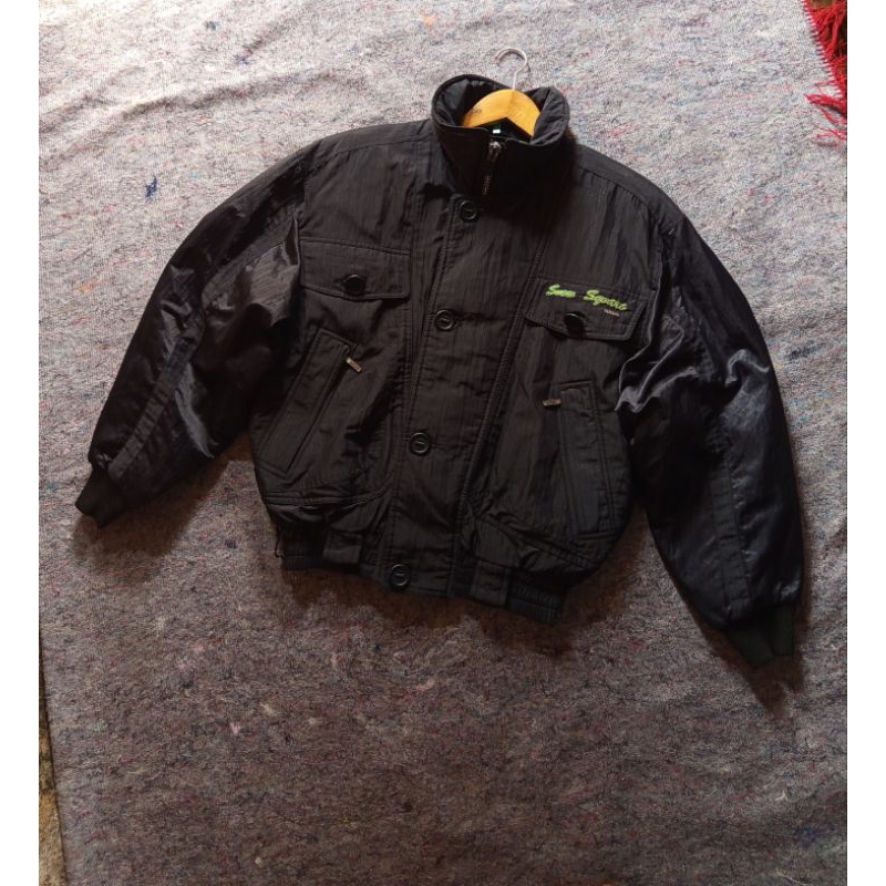 VINTAGE 90's YAMAHA SNOW SQUARE BOMBER JACKET RACING BOXY