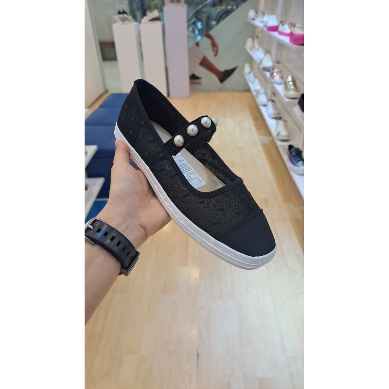 sepatu slip on keds hitam mutiara
