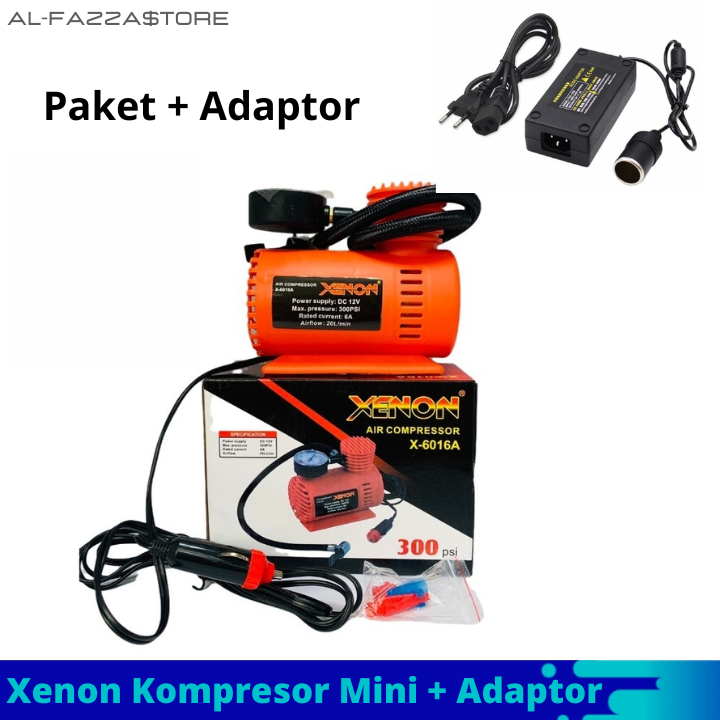 Pompa Ban Mobil Xenon Mini Kompresor Angin Listrik 300 psi Compressor mini + Adaptor Pompa Udara