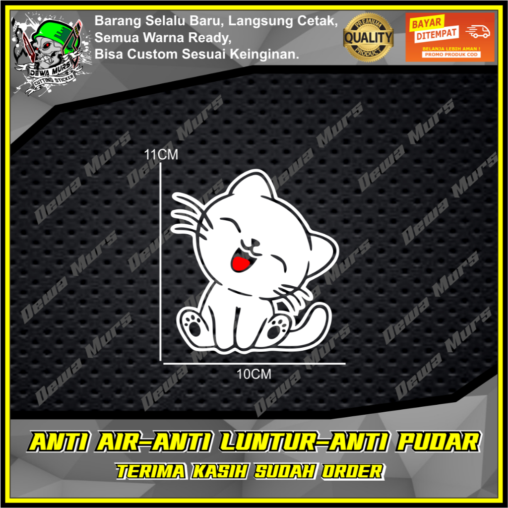 Cutting Sticker ANAK KUCING LUCU LIDAHNYA MERAH Sticker Cocok Buat Motor Dan Mobil