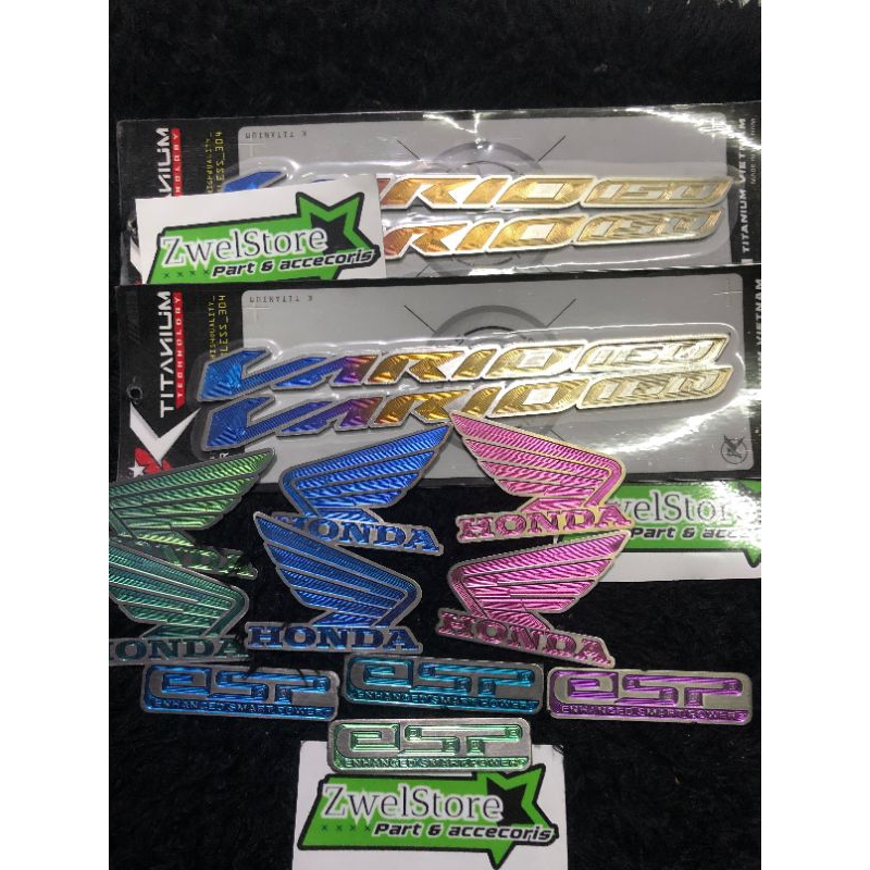 Paketan emblem motor Vario 150/160 emblem vario 150/160 sayap Honda & box filter esp Original P tita