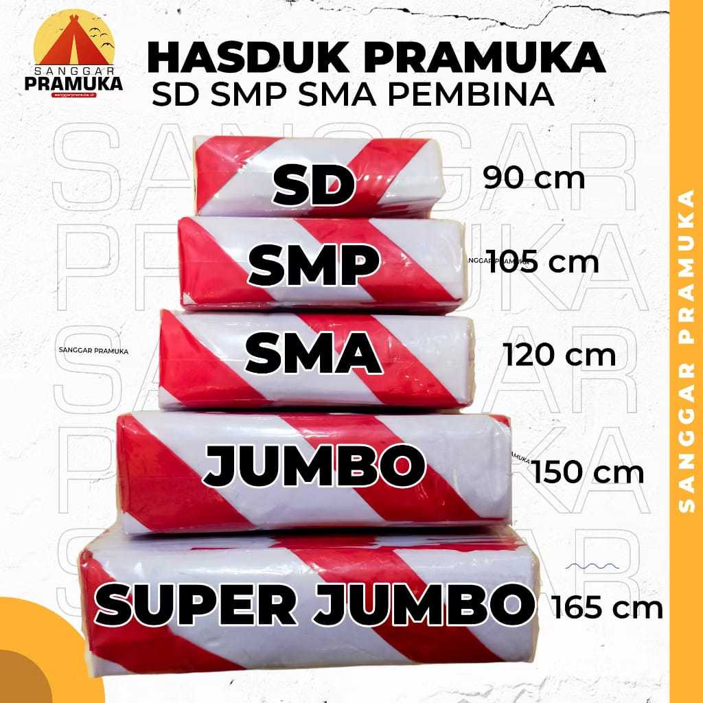 

ecer harga grosir Hasduk Pramuka – Kain Segitiga Merah Putih | Cocok untuk SD, SMP, SMA