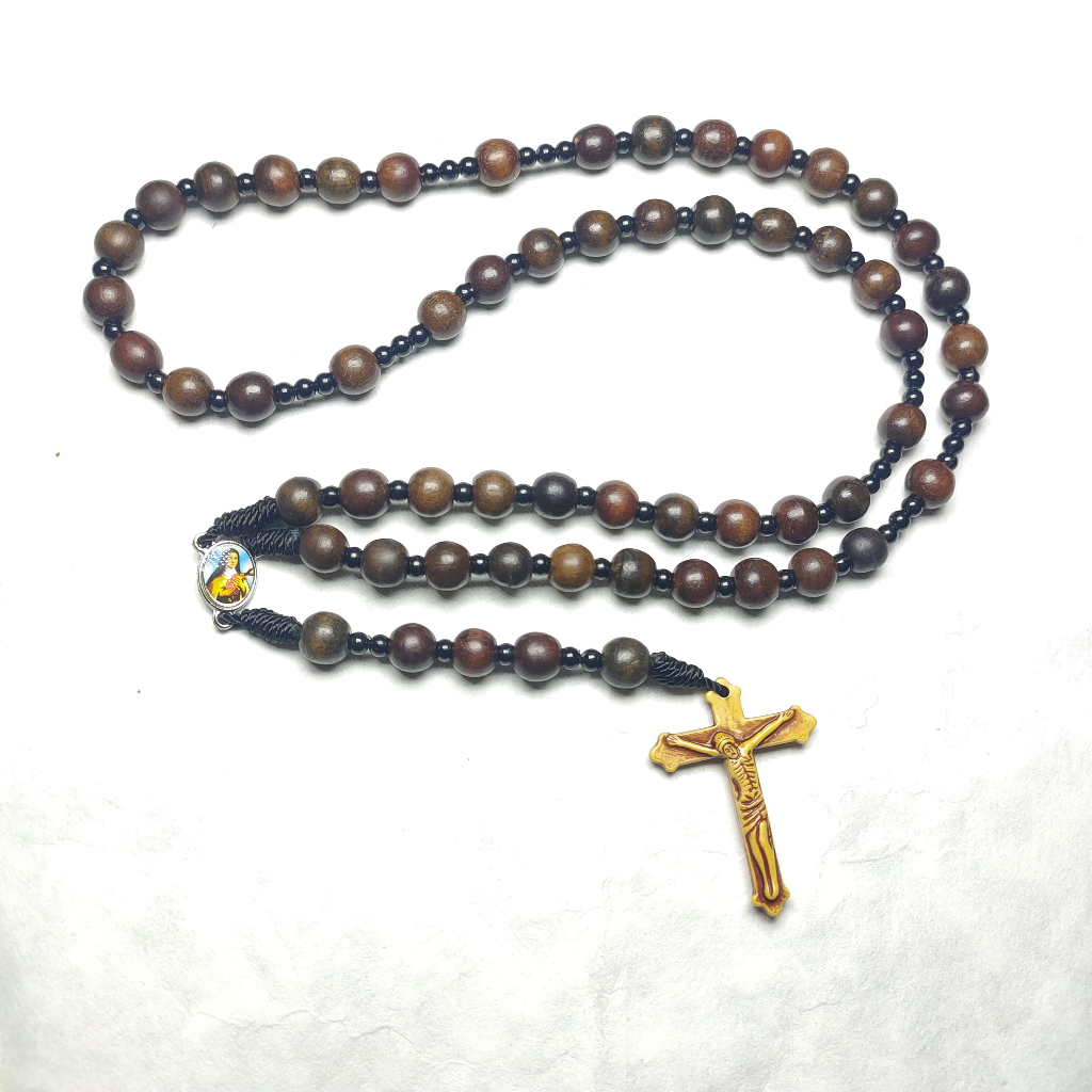 Kalung Rosario Katolik Kayu Stigi Laut Asli.