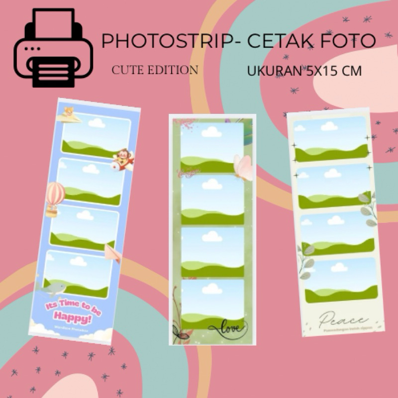 Custom Photo Strip Standar (15x5cm) I Cetak Foto Selfie Photobooth Polaroid Lucu Aesthetic Template