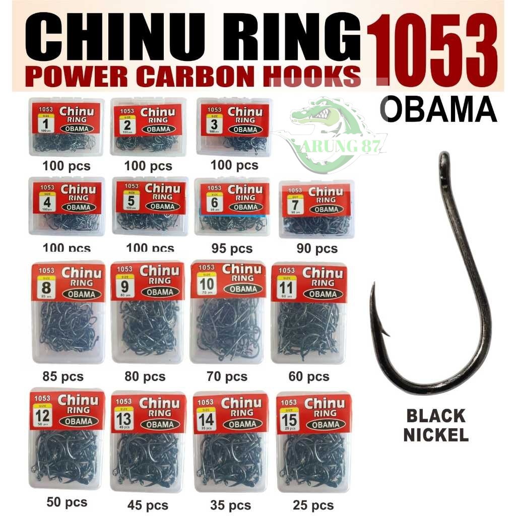 Pancing CHINU RING OBAMA 1053 No.1- 15 MATA KAIL BLACK NICKEL POWER CARBON HOoks Kail  Pancing Obama