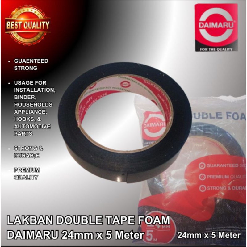

Double Tape PE Foam DAIMARU Warna Hitam 24mm x 0.8 x 5meter FULL