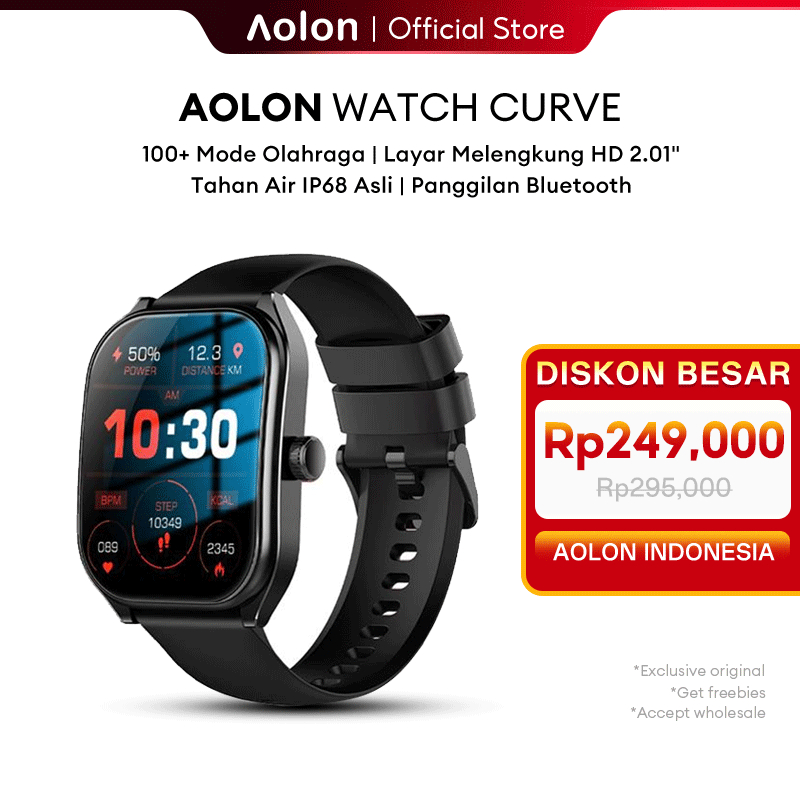 Aolon Curve Smart Watch New | IP68 Waterproof | 2.01-inch Curved IPS Screen | Bluetooth Call | Runni