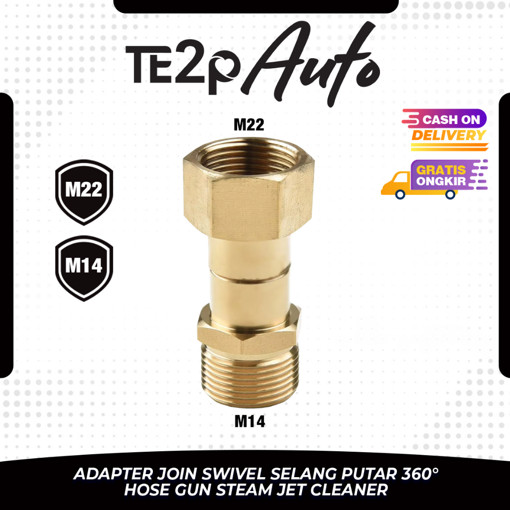 Te2p Auto Adaptor Swivel Selang Ke Gun Jet Cleaner Swivel 360 Derajat - Adapter Penyambung Hose Mesi