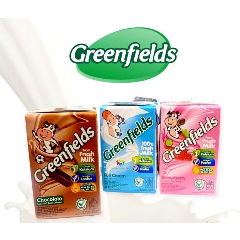 

GREENFIELDS UHT SUSU SEGAR MINI RASA FULL CREAM, STROBERI, COKELAT COCOK UNTUK ANAK 105 ML