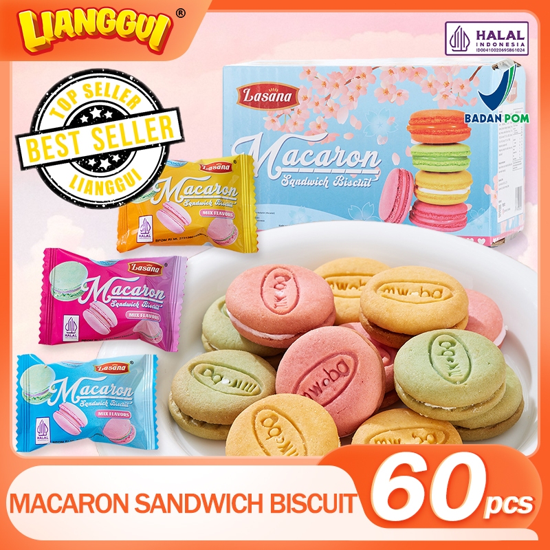 

Lianggui - Macaron Cookies 120pcs Cemilan Halal, jajanan snack grosir termura Sehat Diet Biscuit