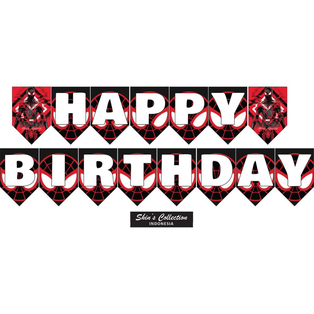 Banner happy birthday ulangtahun Spiderman Morales marvel