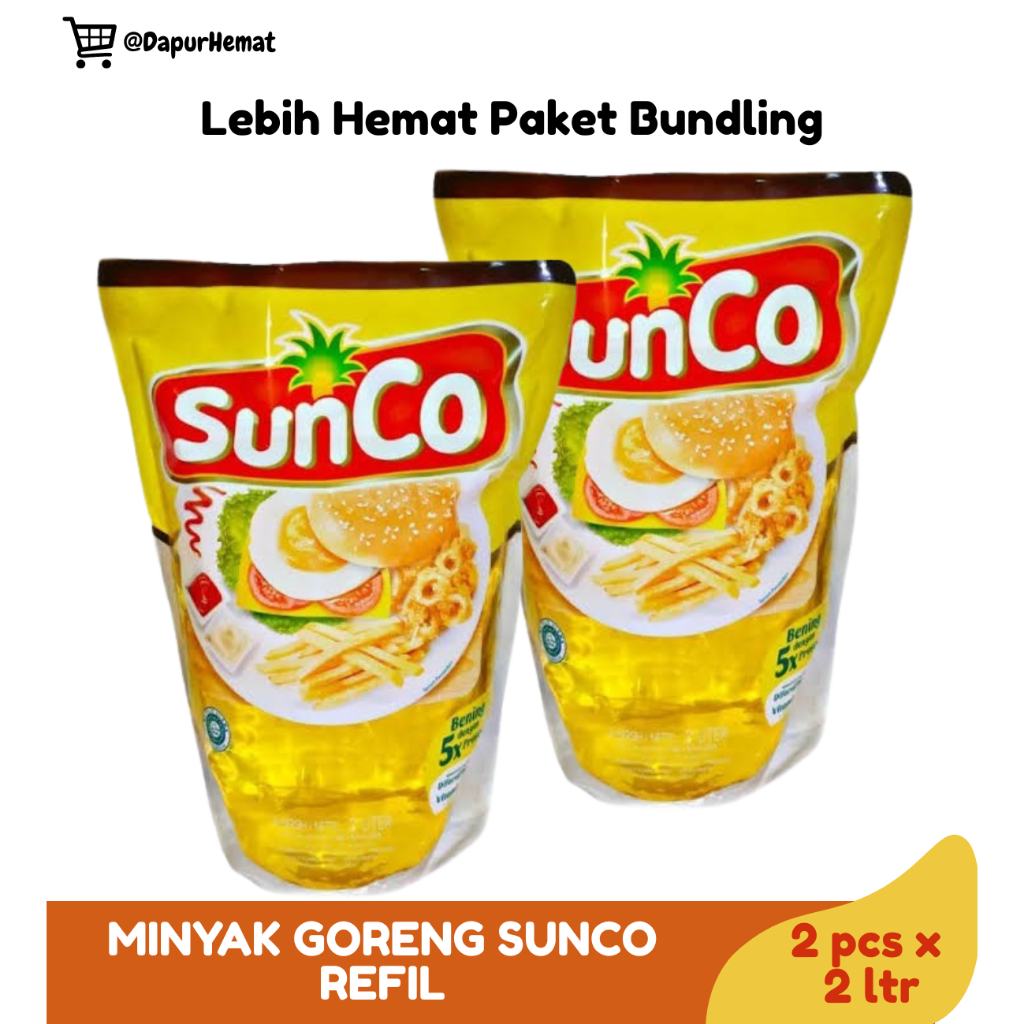 

Bundling 2 Minyak Goreng SunCo Pouch 2 Liter – Minyak Jernih, Tidak Mudah Hitam, Kaya Vitamin A & E
