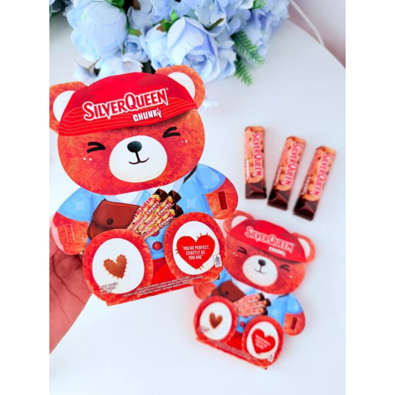 

silverqueen beruang love/Silverqueen Bear Valentine chunky cashew isi 3 @30gr