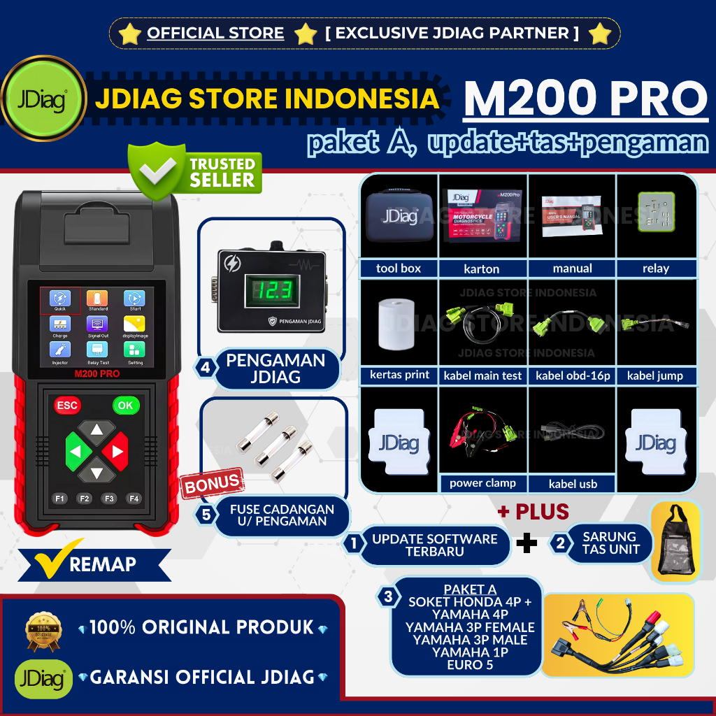 M200PRO JDIAG TERBARU  REMAP ECU HONDA JDIAG M200 PRO WITH PRINTER SCANNER SEMUA MOTOR