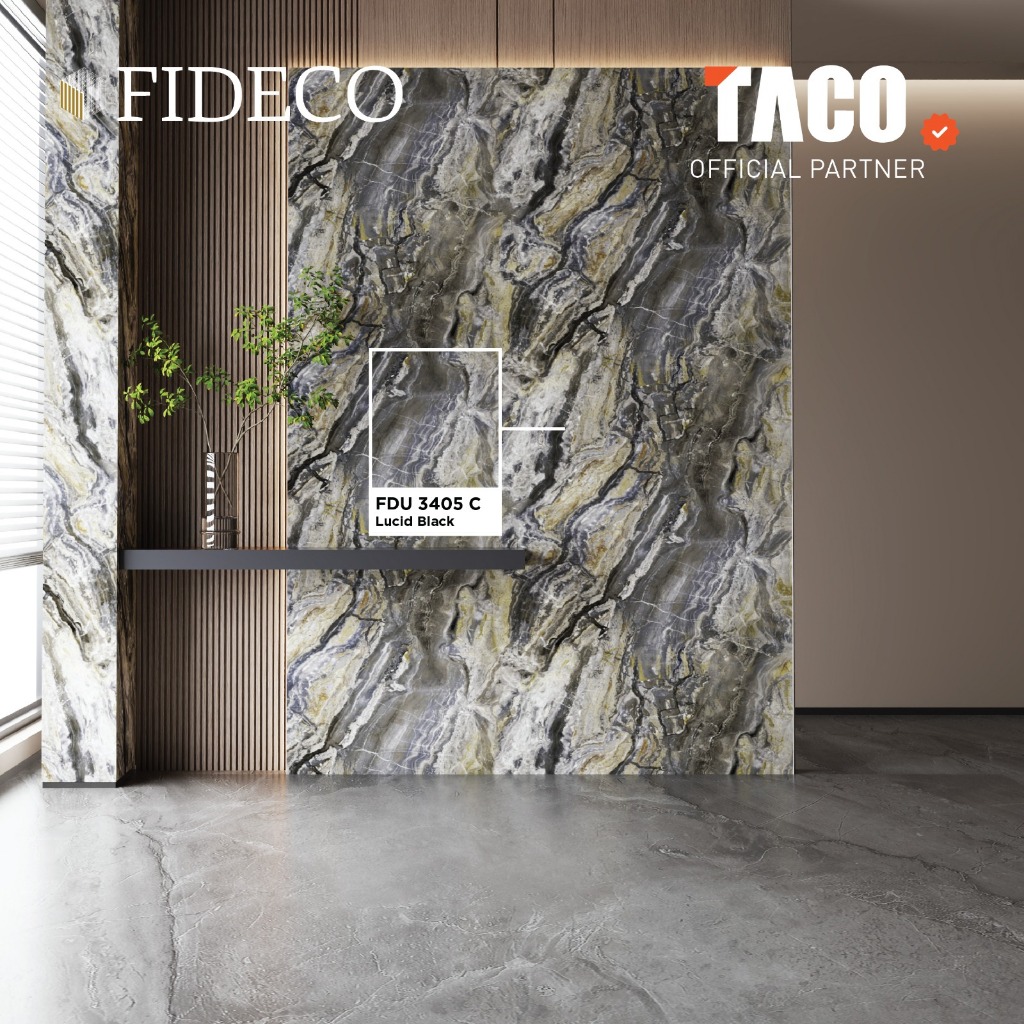TACO Fideco 2D Wall Panel Stone Series Tebal 3mm Ukuran 122cm x 290cm per Lembar - FDU 3405 C Lucid 