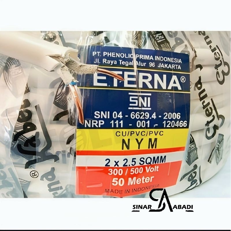 KABEL ETERNA LIDI TUNGGAL 2×2,5 PER 5 METER