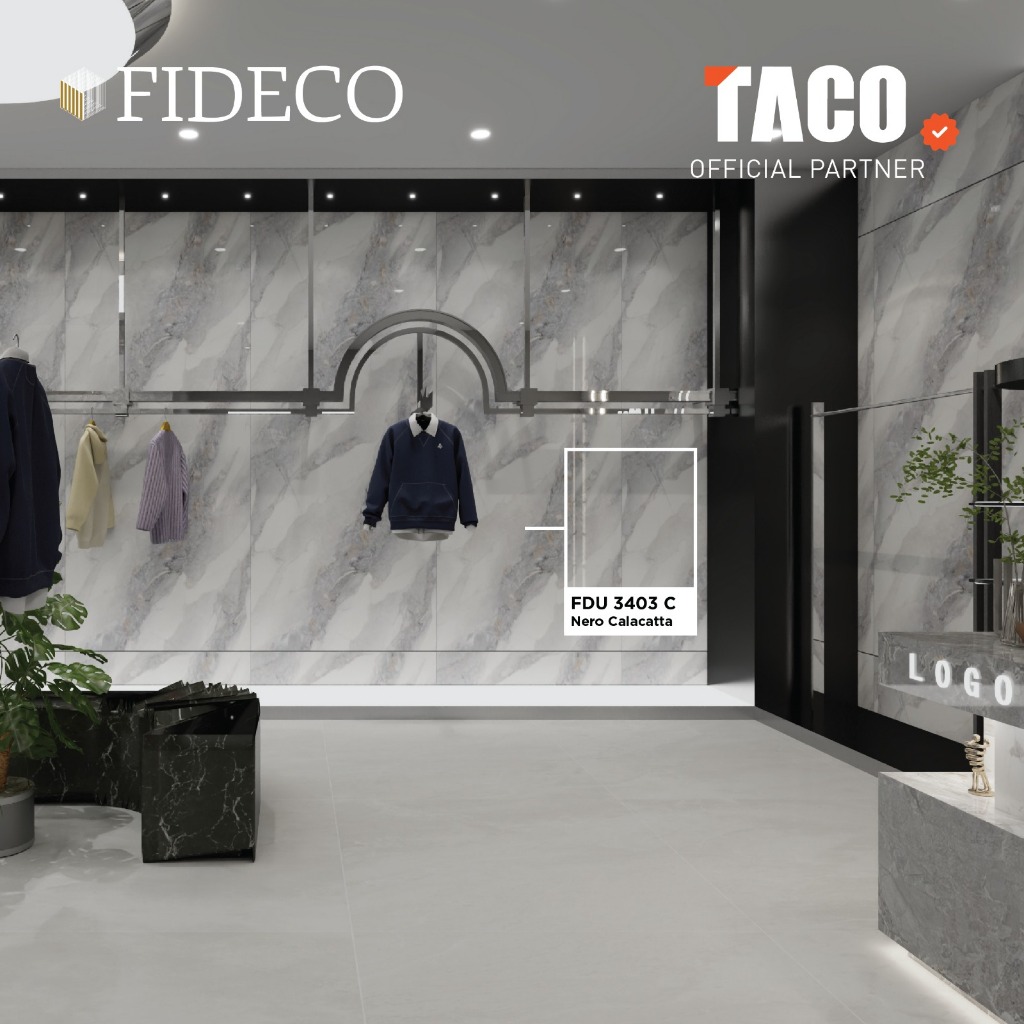 TACO Fideco 2D Wall Panel Stone Series Tebal 3mm Ukuran 122cm x 290cm per Lembar - FDU 3403 C Nero C