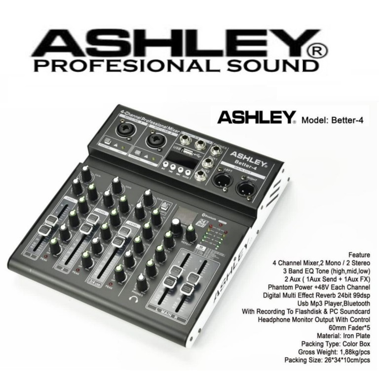 Mixer Ashley Better 4 / BETTER-4 Bluetooth Usb (ORIGINAL) ashley mhouse 4