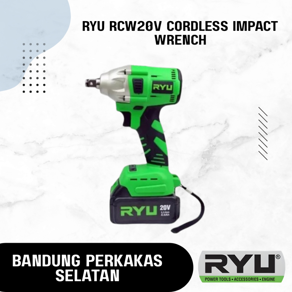 RYU RCW20V Cordless Impact Wrench Mesin Impact Wrench Baterai Charger