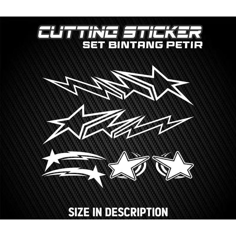 

Sticker cutting Bintang petir lis seat Stiker cuting motor helm berkualitas bintang kanan kiri