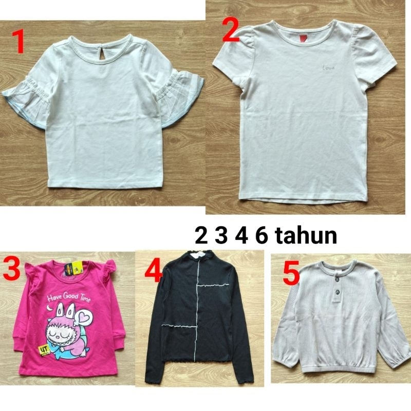 Sale defect kaos anak perempuan Janie and Jack mix 2 3 4 6 tahun pink hitam putih coklat