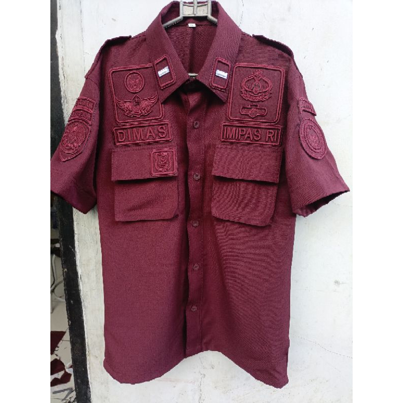 BAJU KEMEJA TACTICAL FULL MAROON KEMENIMIPAS RI TERBARU