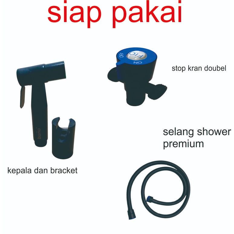 BANO Shower Toilet / Jet Shower Toilet STAINLESS BLACK + STOP KRAN CABANG