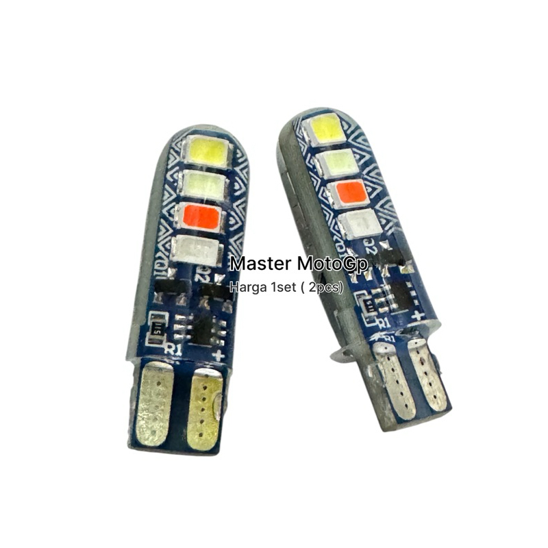 sen gelly RGB 8 led kotak batik T10 3030 8smd lampu senja 6 warna 8 mata led Lampu Sen Jelly Crystal