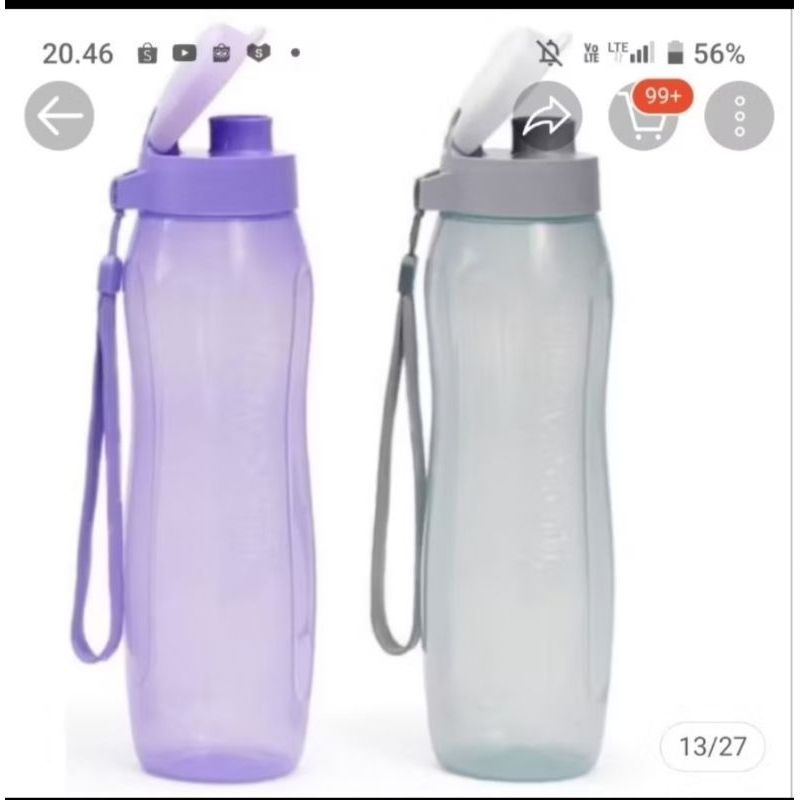 Tupperware Eco Bottle 750ml with Spout Cap 1Pc ECER SATUAN baru grey ungu 750 ml botol minum plastik