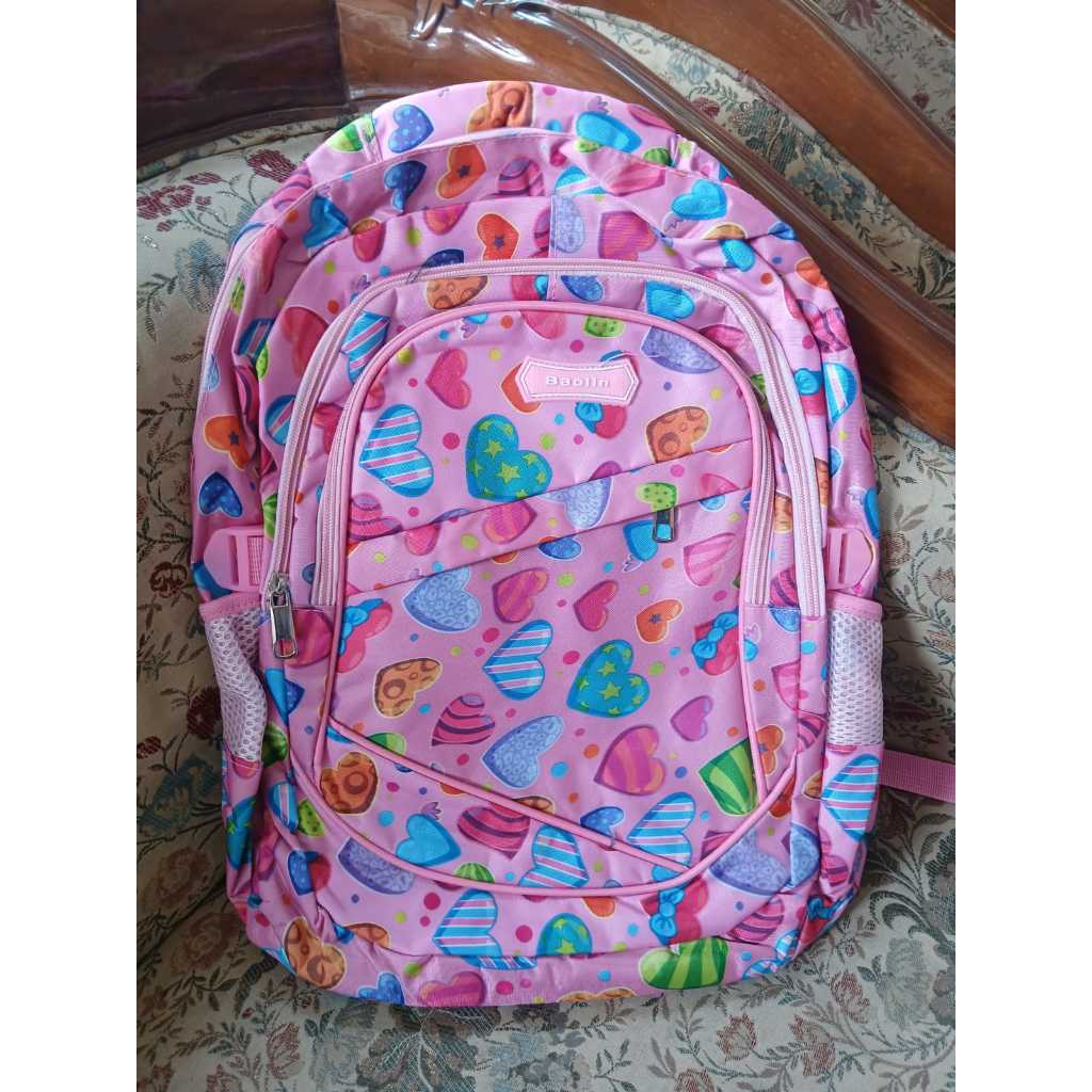 TAS RANSEL BAOLIN UNTUK ANAK SD / SMP PEREMPUAN TAS ANTI AIR PINK LOVE