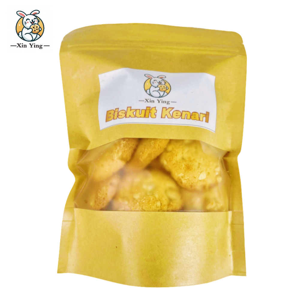 

Biskuit Kenari Xin Ying Kue Kering Cemilan Manis Toping Kacang Kemasan Pouch 150 gr