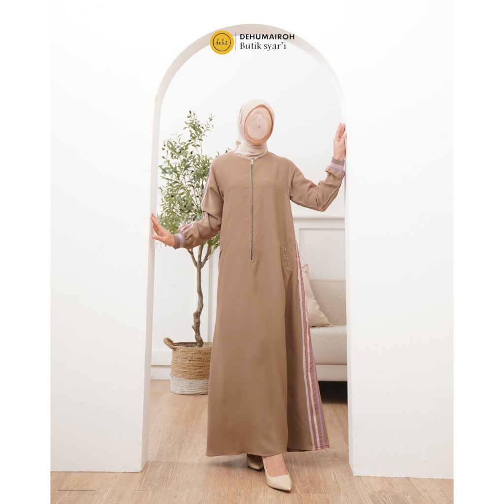 Santana Sporty List Bold Netral by Rafhanah E1 / Gamis Sporty / Gamis Casual / Gamis Daily / Rafhana