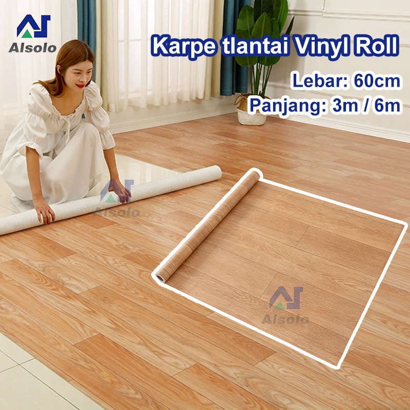 3 M x 60 CM Karpet Lantai Roll Vinyl Panjang  Plastik Foam Anti-Slip Mudah Bersih Motif Kayu / Berte