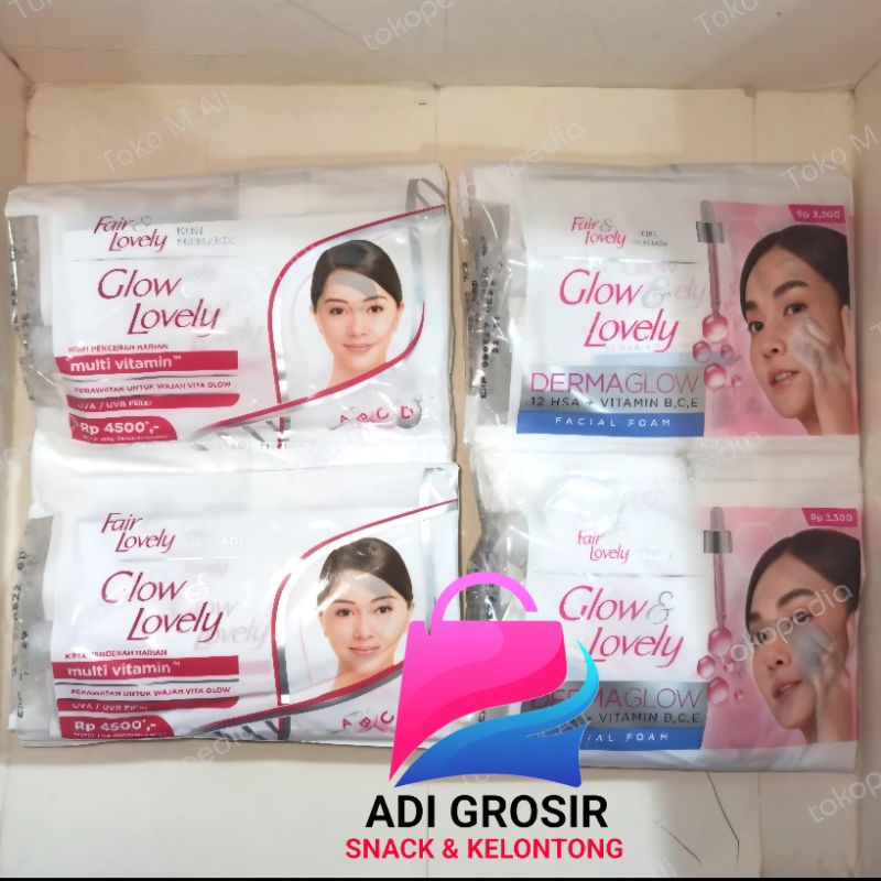 FAIR & LOVELY Sachet Cream / Sabun Isi 12 Sachet Glow & Lovely Sachet Dermaglow