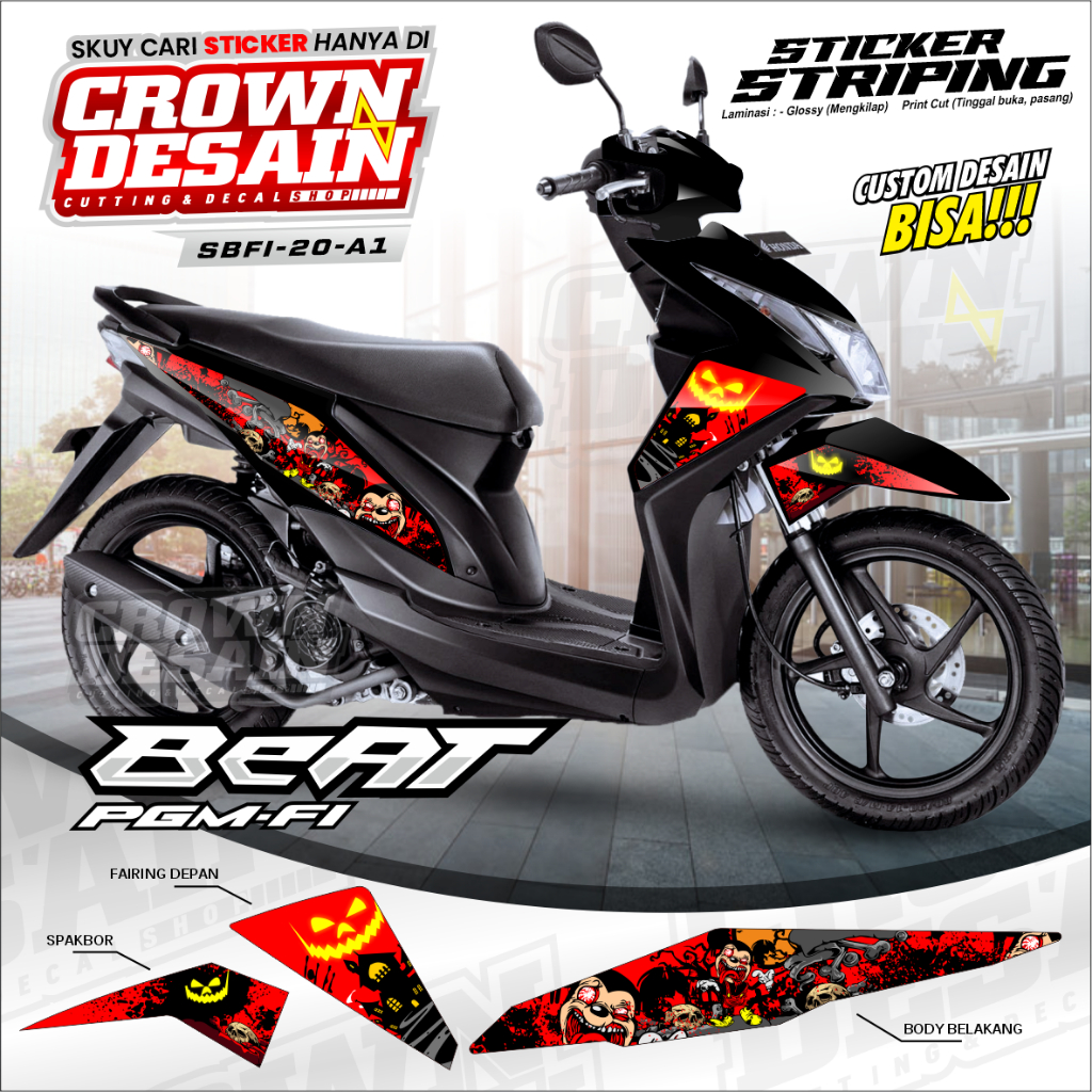 Stiker Striping Honda Beat FI Variasi Stiker, Striping Beat Fi, Custom Desain, Striping Stiker Beat 