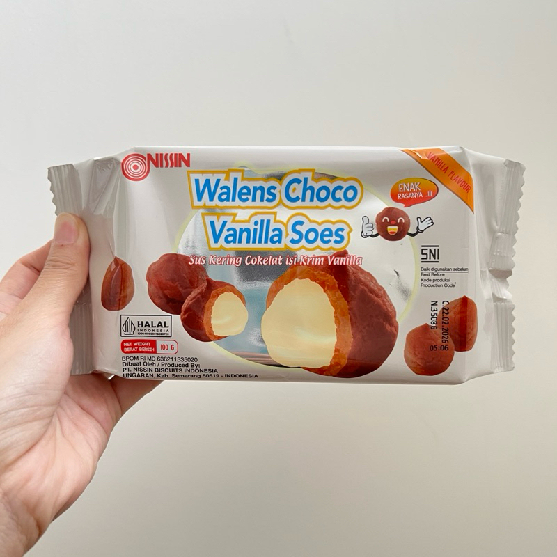 

Nissin Walens Choco Vanilla Soes, kue sus nissin rasa vanila Snack