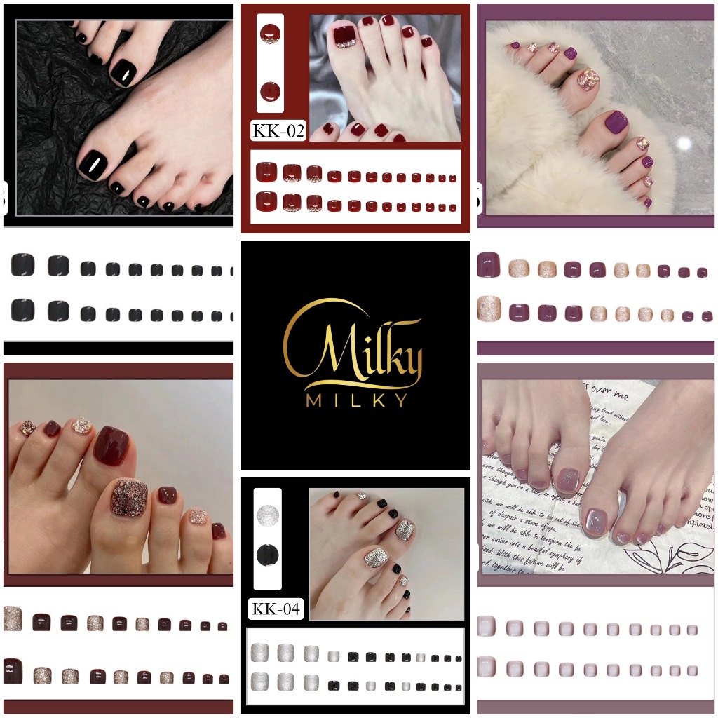 Milky Kuku Kaki Palsu Beli 3 Kuku Palsu Gratis 1 Kuku palsu / Beli 5 Gratis 2 Kuku Palsu / NAIL ART 