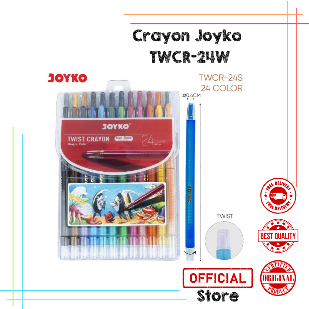 

Crayon Putar Joyko 24 Warna Panjang / Crayon Putar Panjang