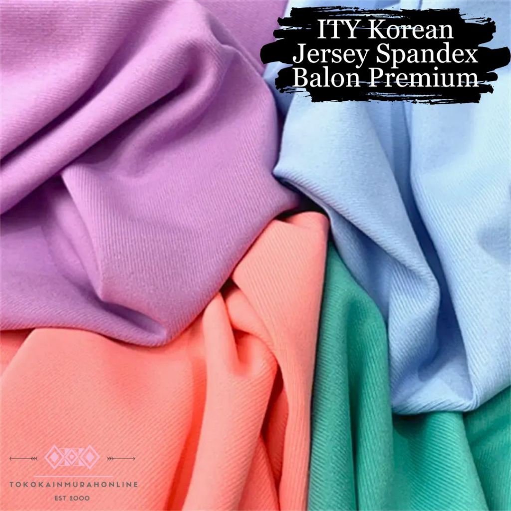 Kain Kaos ITY Jersey Korea Super STRETCH Ultra Lembut Spandex Balon Original 100% Premium