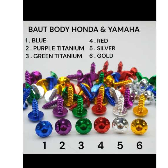 baut body probolt Besi stainless HENG honda yamaha pro bolt baut cacing cnc gold Heng thailand impor