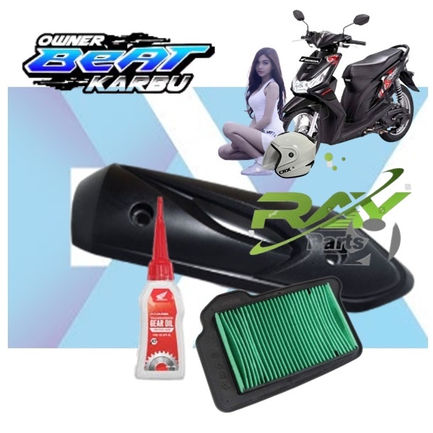 Paket Filter Udara +Oli Gardan + Cover Knalpot Honda Beat Karbu 2008-2012