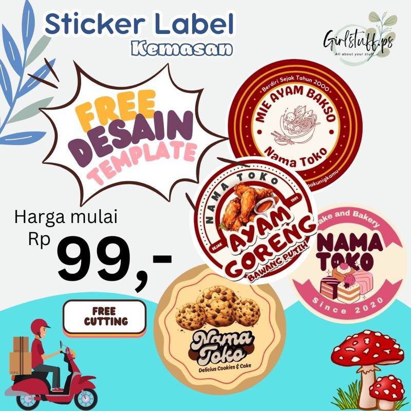 [GSP] STICKER LOGO JUALAN MAKANAN MINUMAN SNACK LOGO LABEL WADAH
