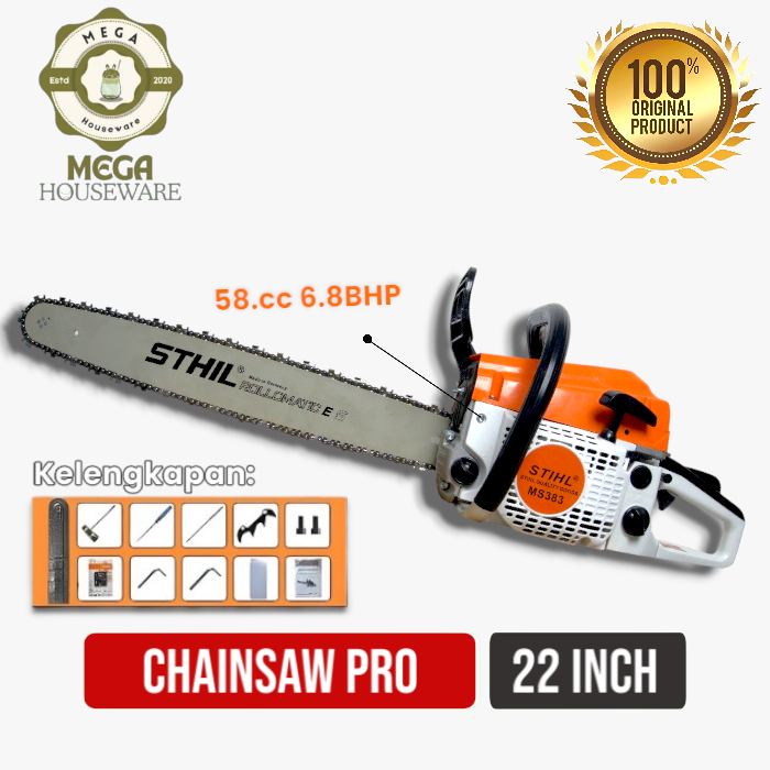 STIHL Gergaji Mesin Senso Chainsaw Mesin Potong Kayu 68CC  2Tak Mesin Gergaji 22 Inch Mini