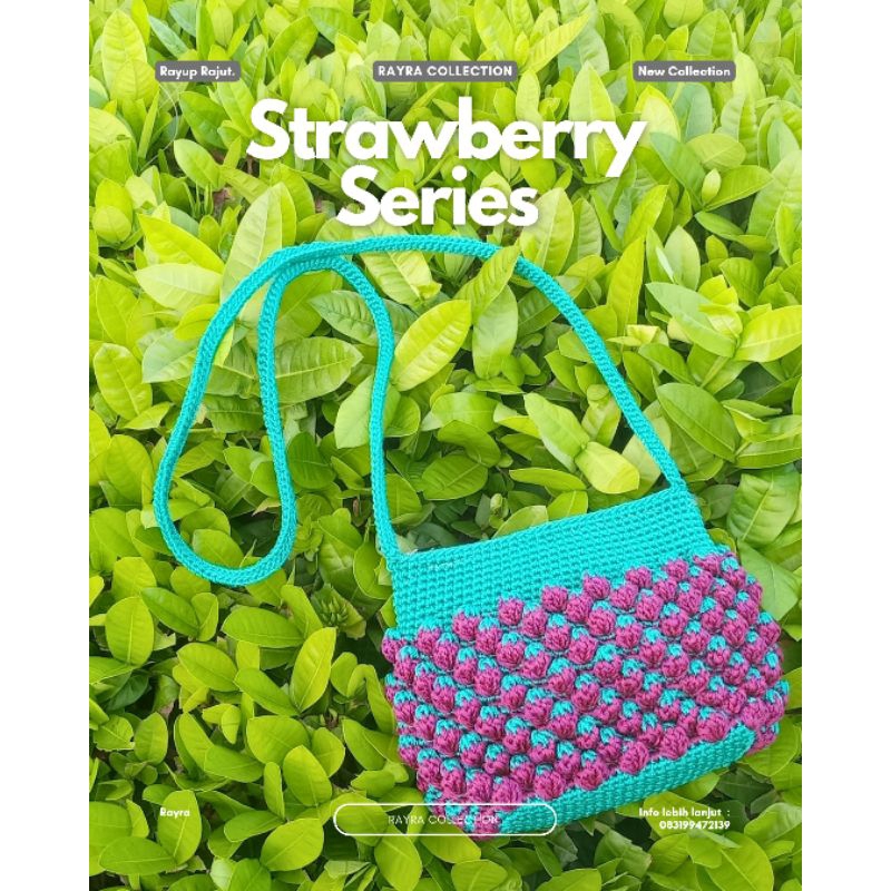TAS RAJUT -TAS RAJUT WANITA MOTIF STRAWBERRY