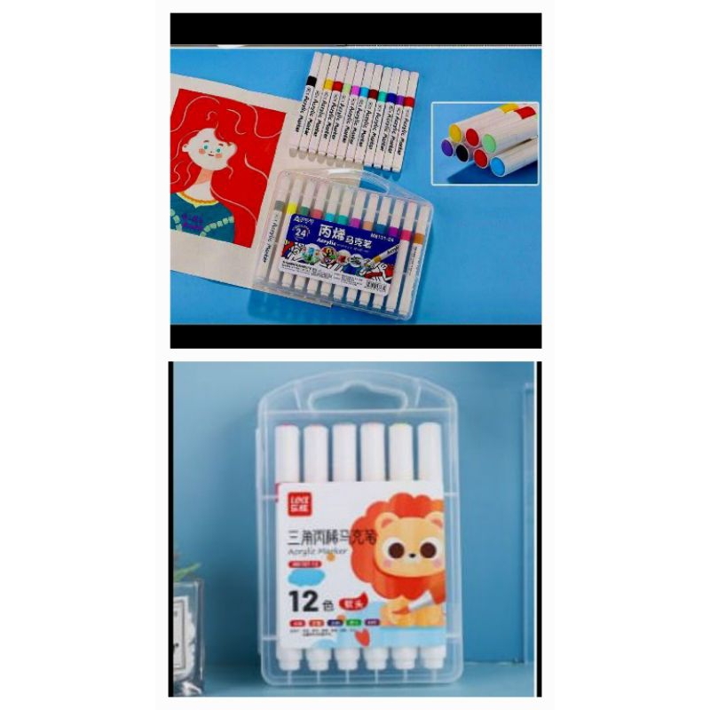 

Spidol Akrilik Painter Acrilyc Marker Pen 12-24 Warna Permanent Cepat Kering Tahan Air Untuk Menggambar Aodemei M6131-12