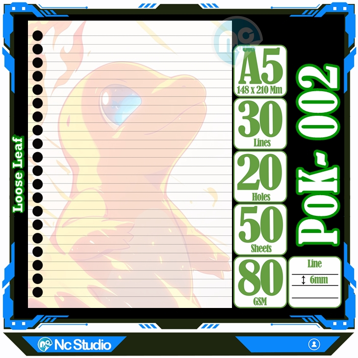 

Kertas Binder A5 Loose Leaf Polos putih Hewan pokemon pikachu lucu anime animasi kartun Karakter Cute Anime Lucu Love Pink Cewe Isi 50 Lembar Vol 2