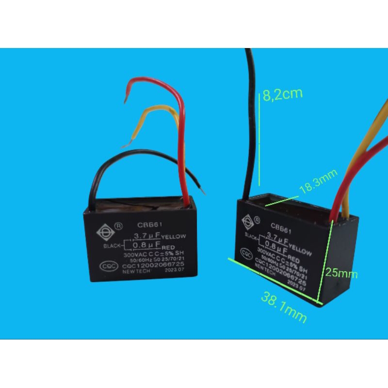 Kapasitor CBB61 3 kabel 3,7uF +0'8uF 300VAC